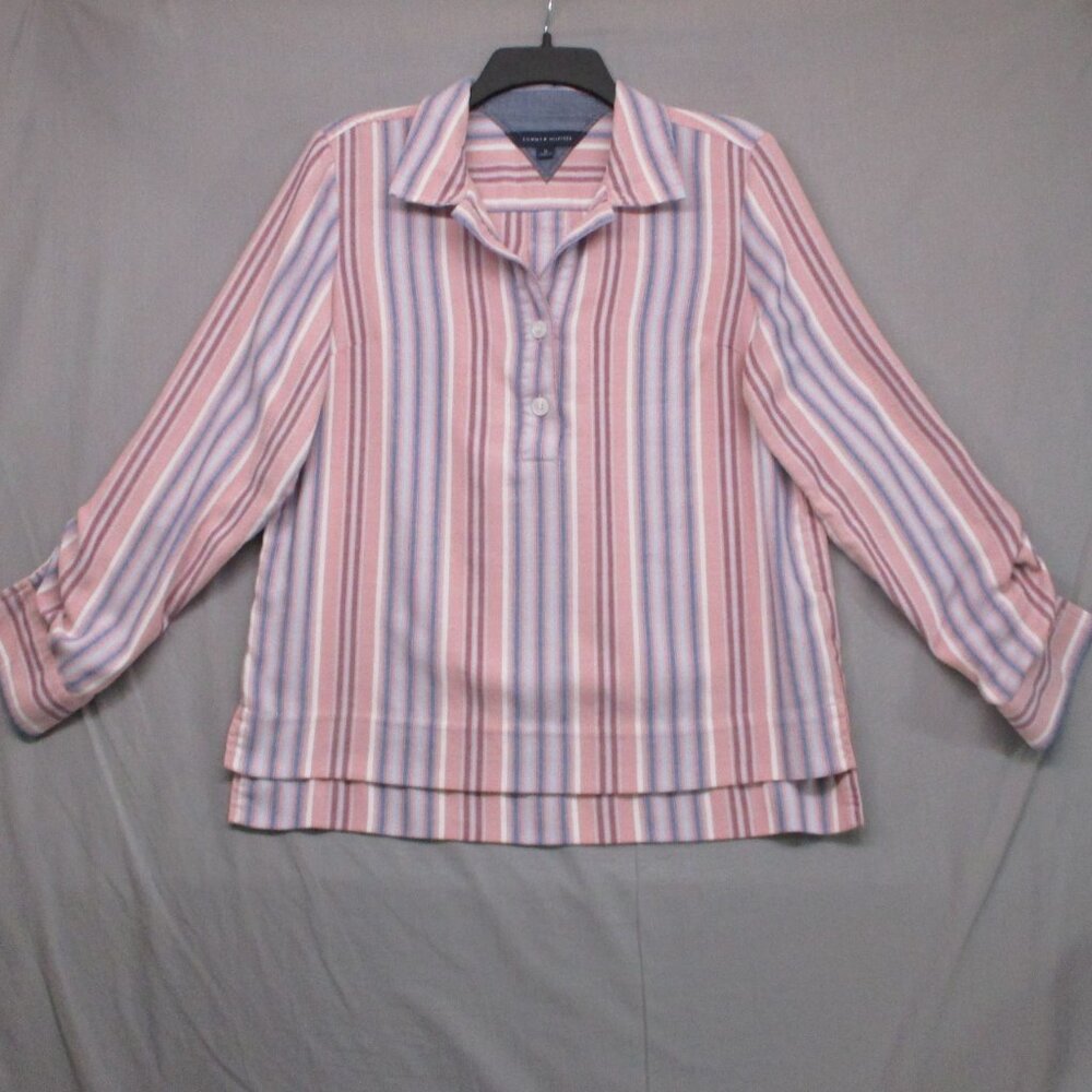 Tommy Hilfiger Long Sleeve Collar Shirt‎ Stripe Pink Women Size | M